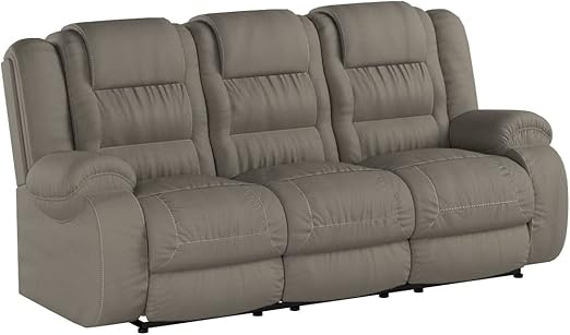 McCade Contemporary Manual Pull Tab Dual-Sided Reclining Sofa, Gray