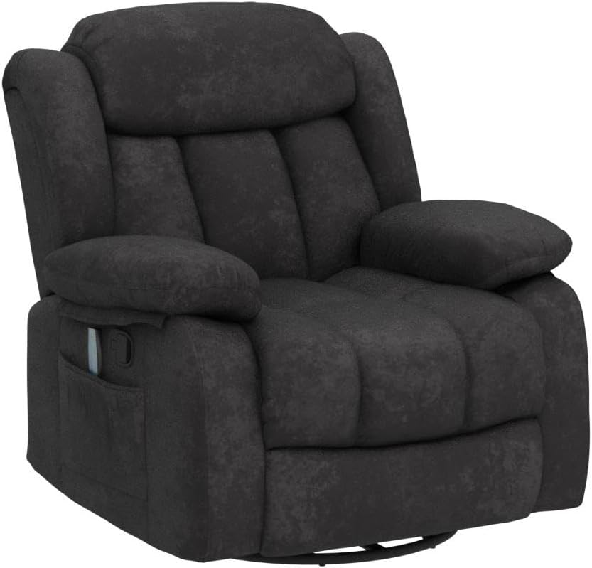 Massage Swivel Rocker Recliner Chair with Heat and Vibration, 360 Degree Swivel Manual