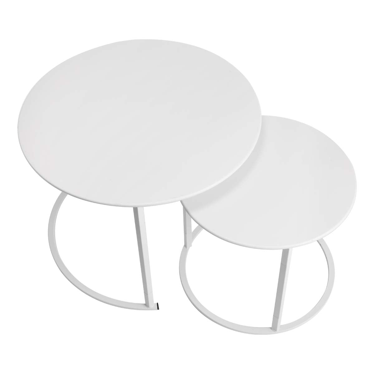 Modern Round Side Table Set of 2, Contemporary Accent Coffee and Snack Mental End Table