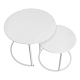 Modern Round Side Table Set of 2, Contemporary Accent Coffee and Snack Mental End Table