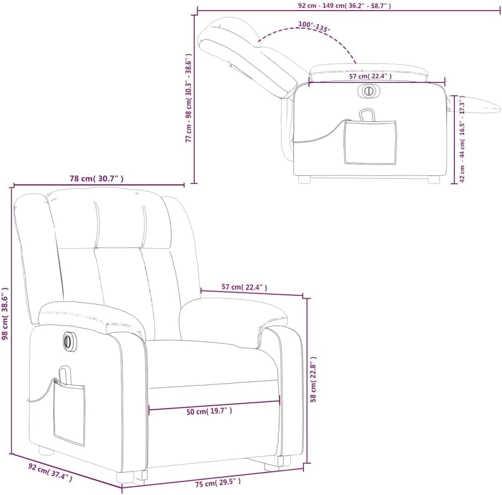 Electric Massage Recliner Chair - Power Lift, Motorized Footrest/Backrest, Vibration Massage, Plush Fabric Seating, Light Gray