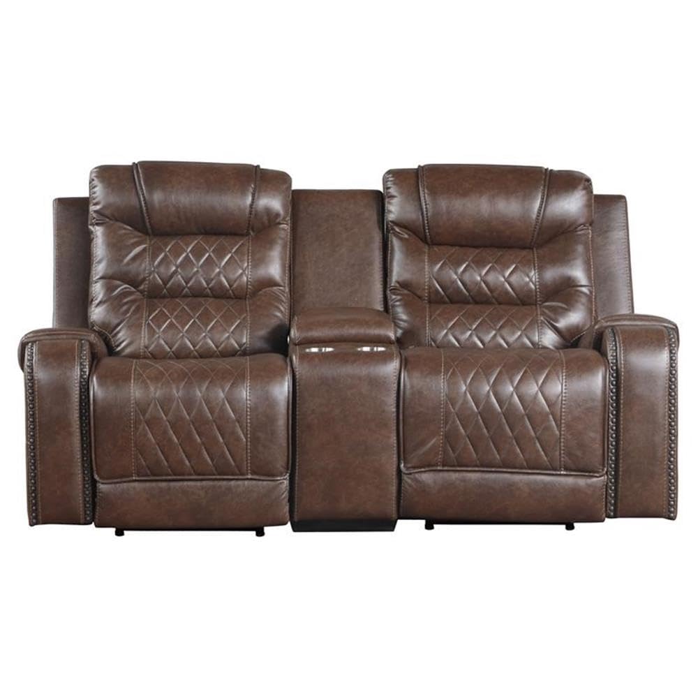 Derringer Wall Hugger Power Double Reclining Loveseat, Brown