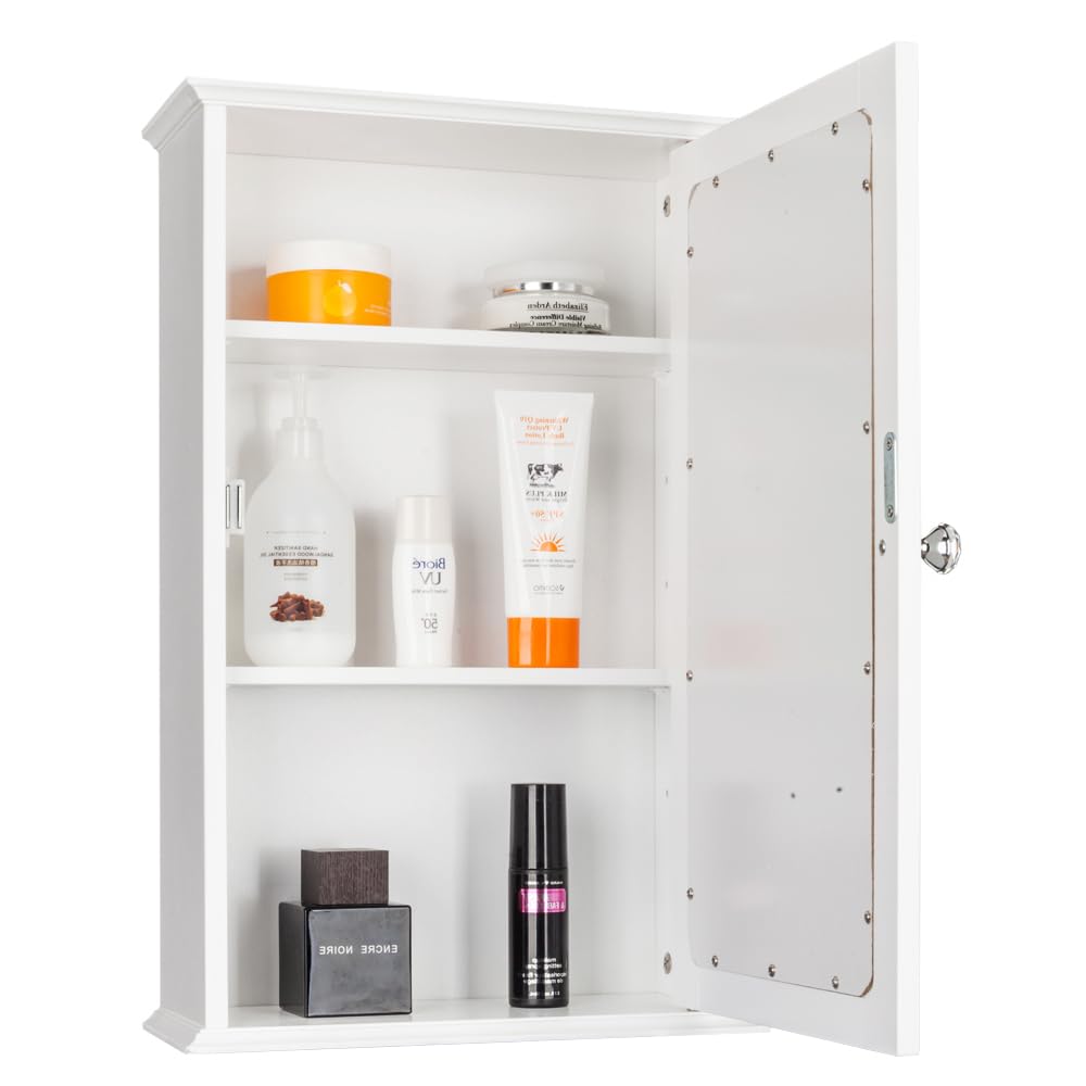 Bathroom Cabinet Wall Mount Mirrored Medicine Cabinet Storage Organizer