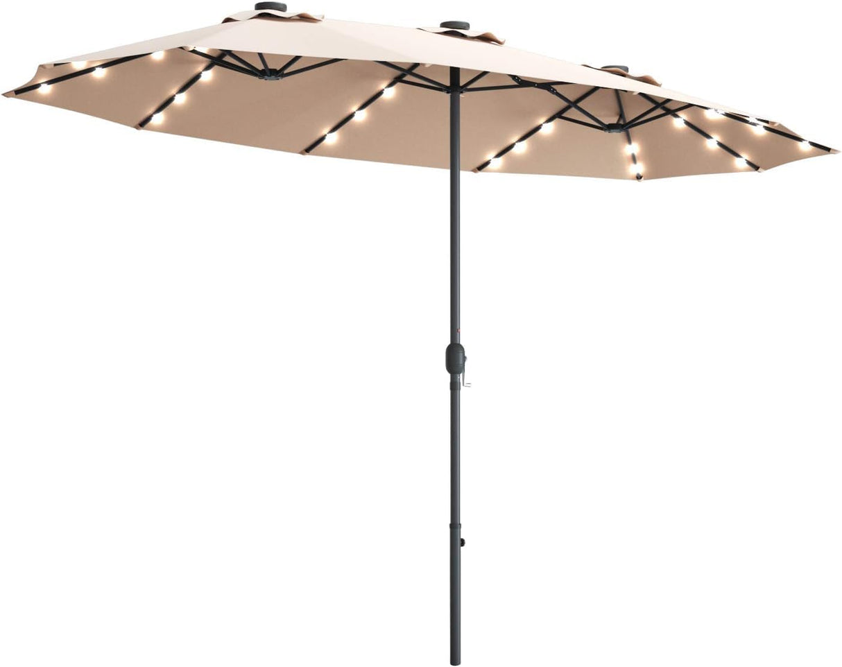 Patio Umbrella with 3 Solar panels, 48 Solar LED Lights