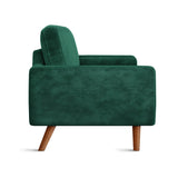 Loveseat Sofa, 70" Green Velvet Couch, Mid Century Modern Couch with Tufted Seat