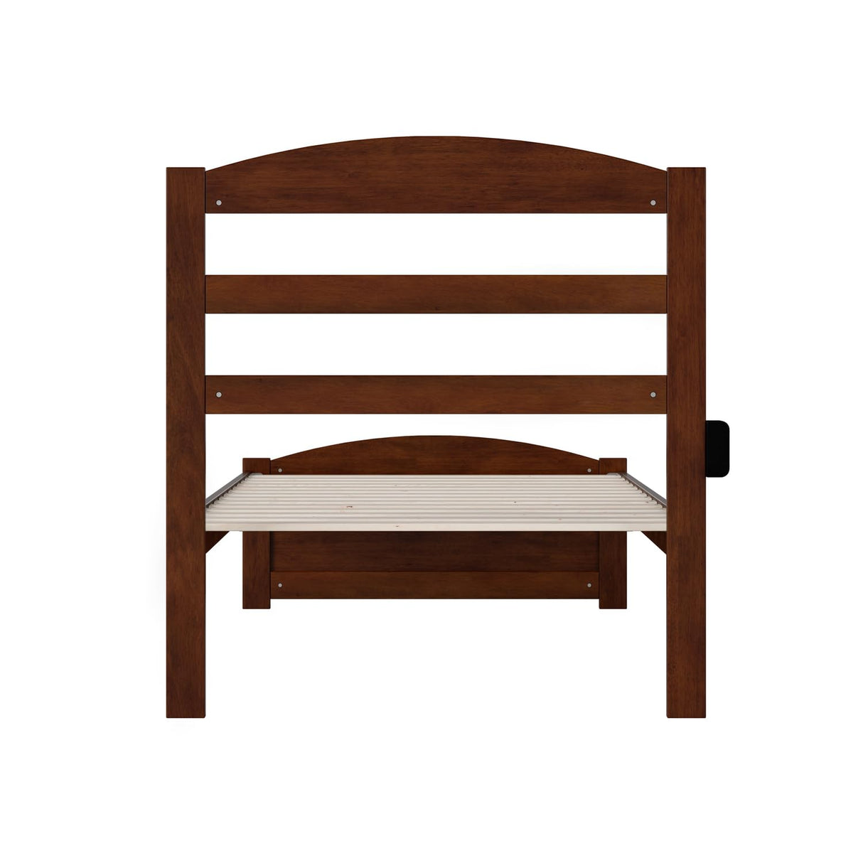 Solid Wood Twin XL Bed with Footboard and USB Charger in Walnut
