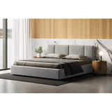 Venice Upholstered Platform Bed | Box Spring Not Required | (Grey Boucle, King Bed