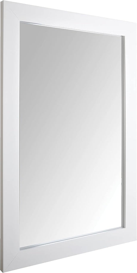 Basics Rectangular Wall Mount Mirror 24" x 36", Wide Trim, White