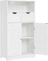 Floor Storage Cabinet with 2 Adjustable Drawers & 2 Barn Doors, Standing Cupboard