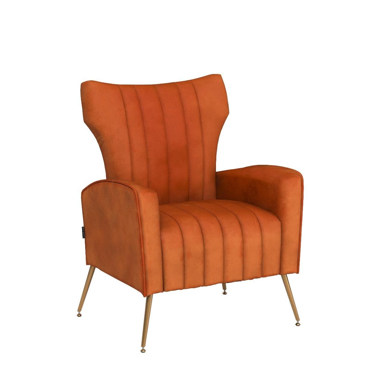 Accent Chair with Metal Gold Legs Velvet Upholstered Arm Club Leisure Modern Chair for Living Room Bedroom Patio, Caramel Color,