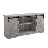 furnishings Tucker 58 Inch Sliding Barn Door TV Console in Stone Grey