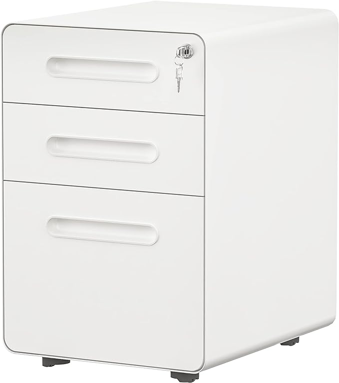 3-Drawer Rolling File Cabinet, Metal Mobile File Cabinet with Lock,