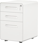 3-Drawer Rolling File Cabinet, Metal Mobile File Cabinet with Lock, Filing Cabinet Under Desk fits Legal/A4 Size