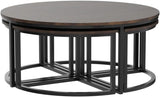 Arcadia Acacia Wood 42-Inch Round Coffee Table with Nesting Tables