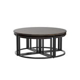 Arcadia Acacia Wood 42-Inch Round Coffee Table with Nesting Tables