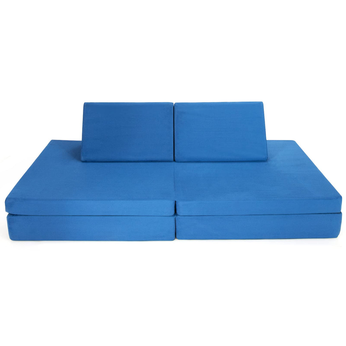 Kids Couch, 6-Piece Convertible Children's Sofa Playset or 2 Chair w/Folding Mats & 2 Pillows