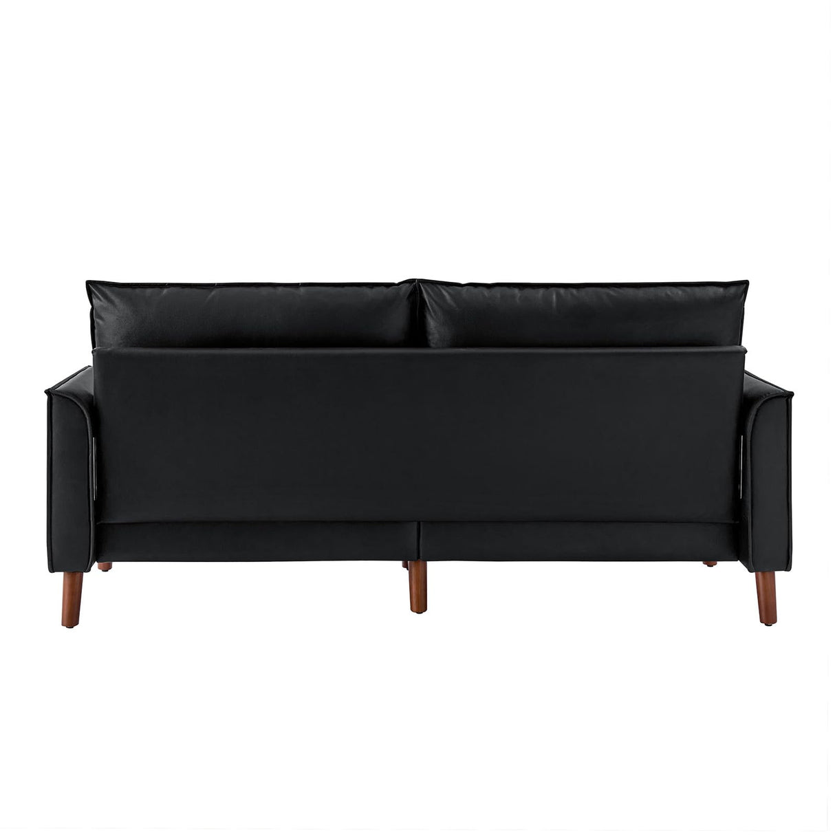 78" Faux Leather Sofa with Solid Wood Legs, Mid-Century Modern PVC Leather Couch