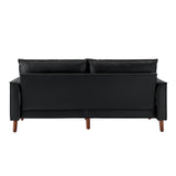 78" Faux Leather Sofa with Solid Wood Legs, Mid-Century Modern PVC Leather Couch