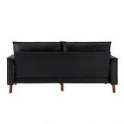 78" Faux Leather Sofa with Solid Wood Legs, Mid-Century Modern PVC Leather Couch