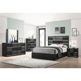 Contemporary 5-Piece Queen Panel Wood Bedroom Set in Black