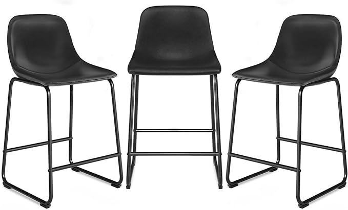 TOPRTV Bar Stools Set of 4, Counter Height Barstools with Soft Back and Metal Legs