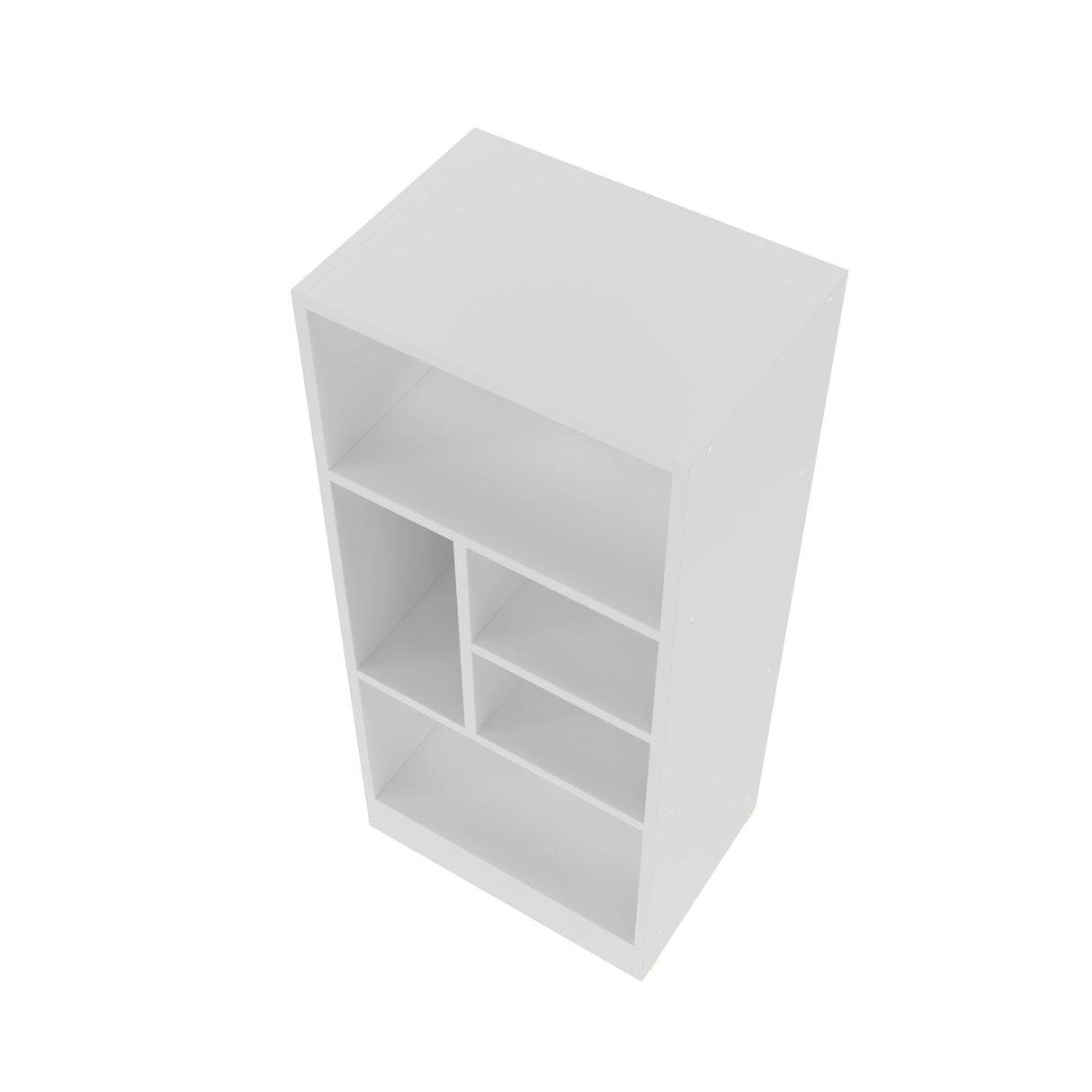 Comfort Valenca 2.0 Bookcase with 5 Unique Shelves, 35-Inch Tall, Space-Saving Mid Century Modern Bookshelf with Open Design, Free Standing Storage Display, Easy Assembly, White