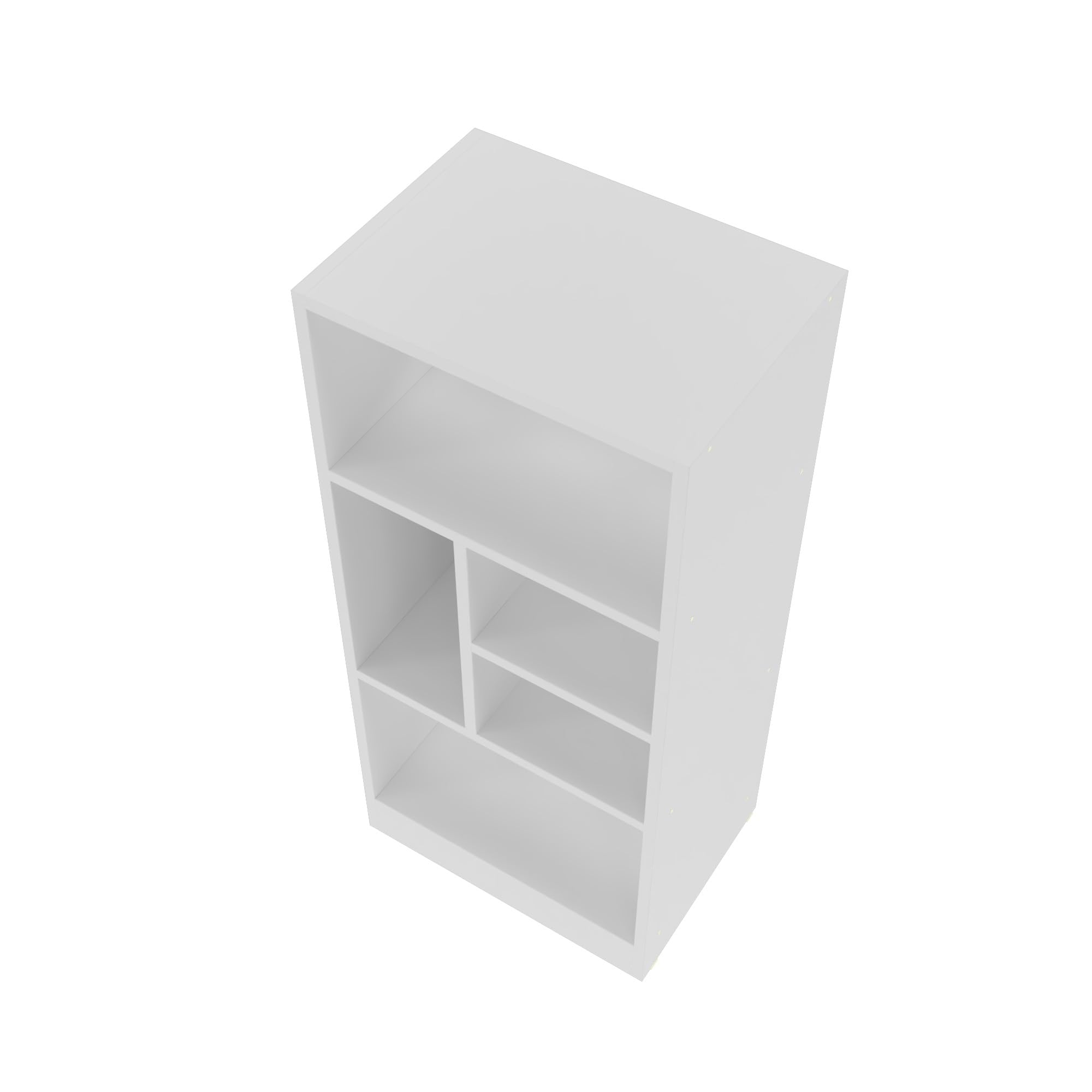 Comfort Valenca 2.0 Bookcase with 5 Unique Shelves, 35-Inch Tall, Space-Saving Mid Century Modern Bookshelf with Open Design, Free Standing Storage Display, Easy Assembly, White