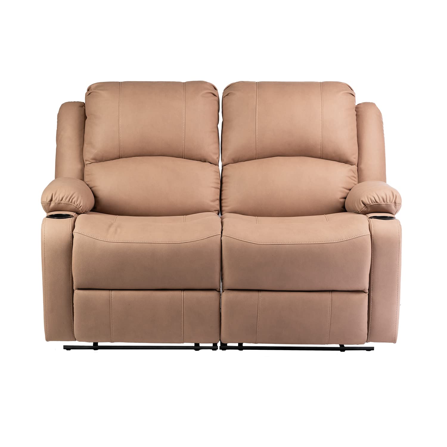 58 inch RV loveseat recliner in cappuccino faux leather – front view