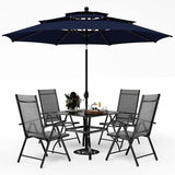 Patio Umbrella, 59"x35.4" Rectangle Metal Dining Table