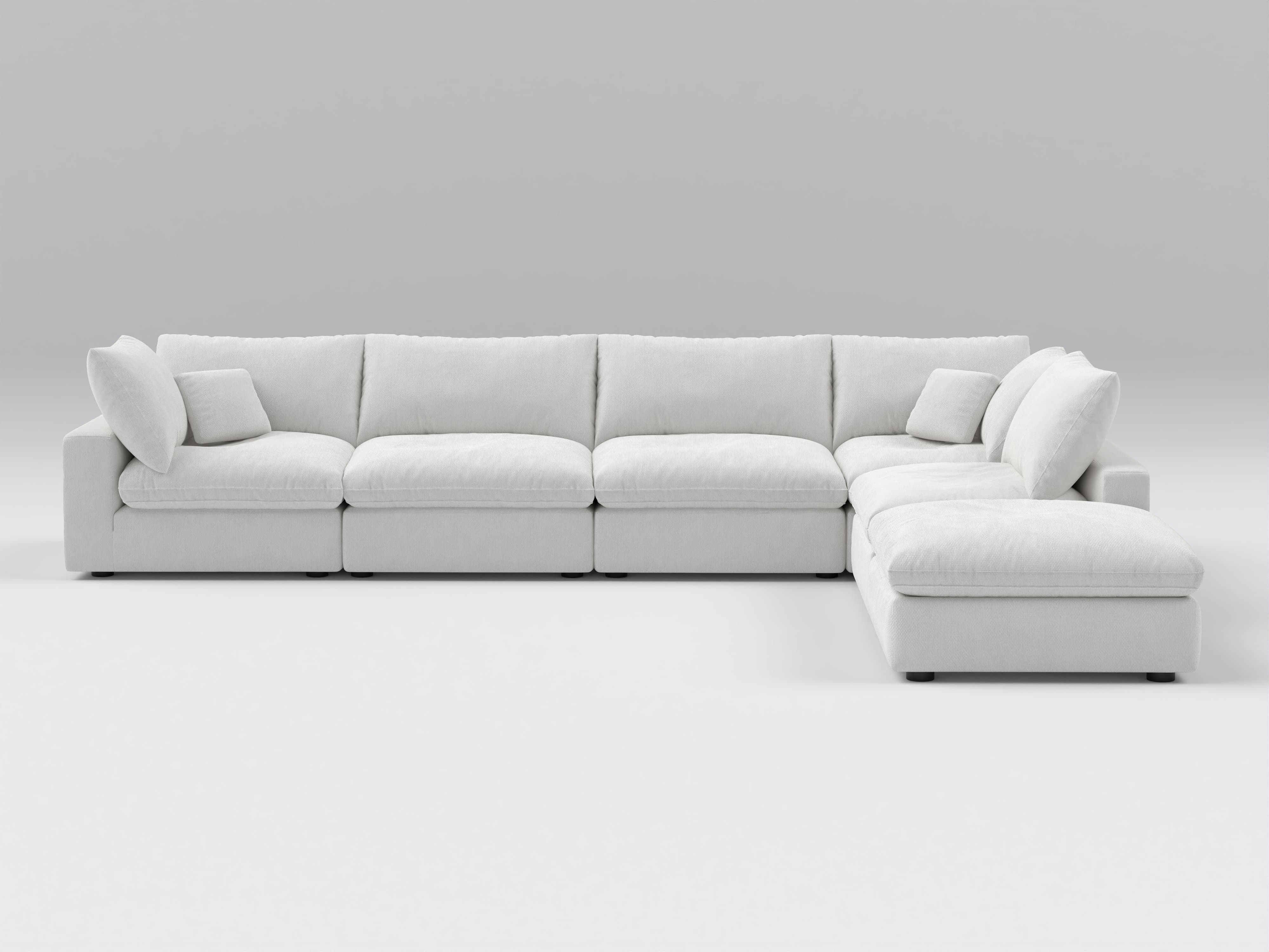6-Piece Modular Sectional Sofa with Ottoman - Reversible Cushions