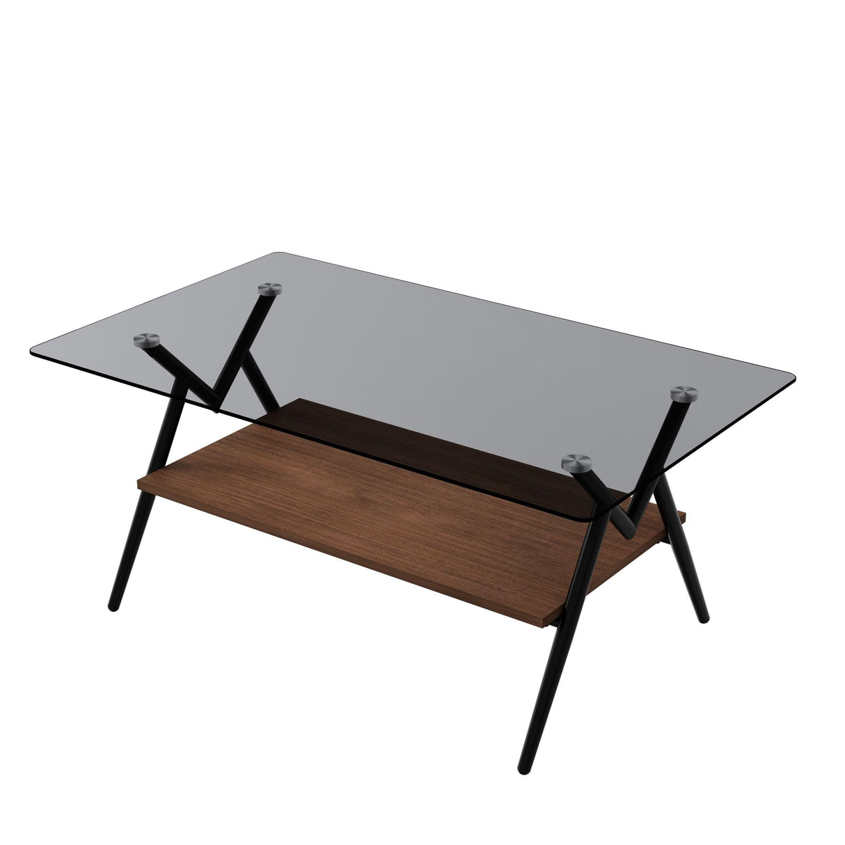 Glass Coffee Table Modern Rectangle Coffee Table with Tempered Glass Top