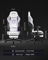 C3 Ergonomic Gaming Chair with Lumbar Support and Footrest - White