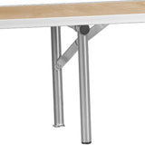 Amara 72" x 12" x 12" Birchwood Bar Top Riser with Folding Silver Legs