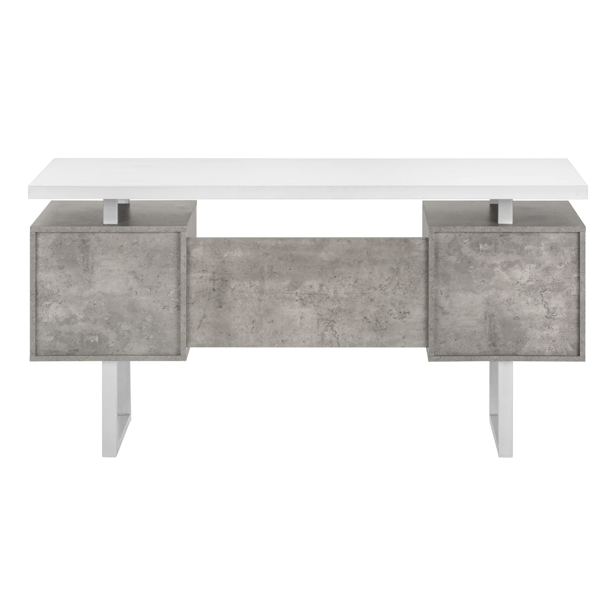 60" Computer Desk - White & Grey, Storage Drawers, Reversible, Laptop Work Station