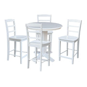 36 in Round Top Counter Height Dining Table with 4 Stools in White - 5 Piece Set
