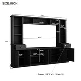Modern TV Stand Set with Adjustable Bridge - 75" Entertainment Center