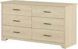 Fusion 6-Drawer Dresser, Bleached Oak