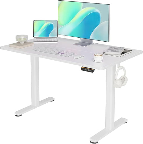 Electric Standing Desk, Adjustable Height Stand up Desk, 48x24 Inches Sit Stand Home Office Desk with Splice Board,White Top