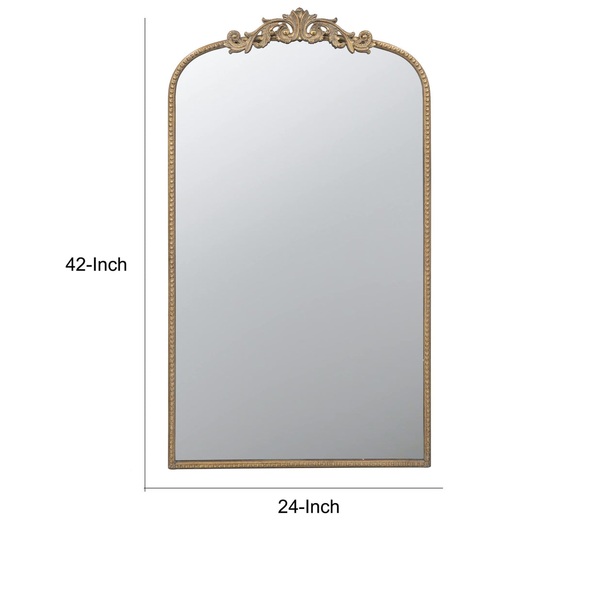 Kea 42 Inch Large Wall Mirror, Curved Metal Frame, Baroque Design,