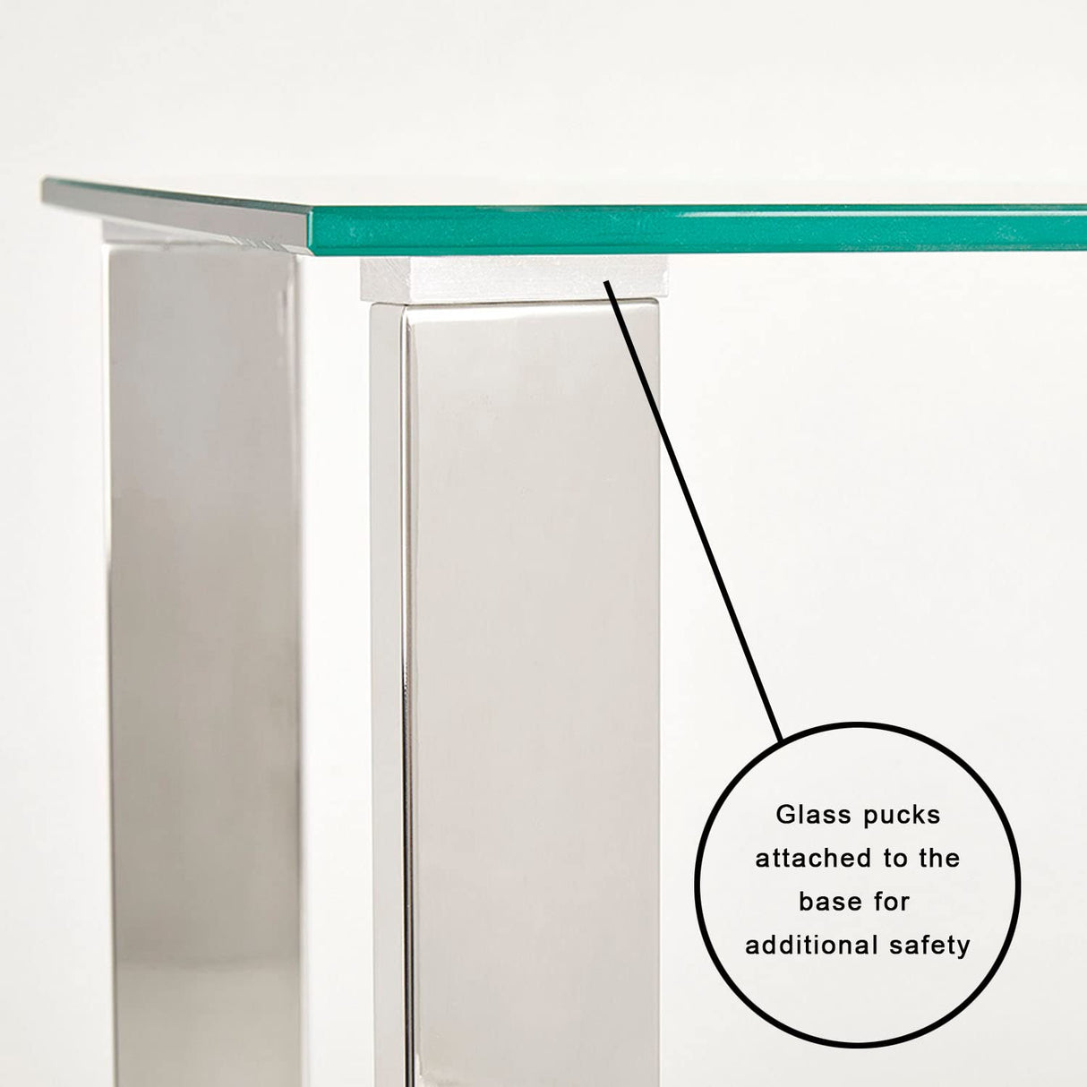Townley Collection Console Table with Polished Stainless Steel Legs and Durable Glass Top