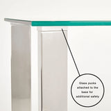 Townley Collection Console Table with Polished Stainless Steel Legs and Durable Glass Top