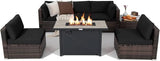 7 Piece Patio Furniture Set with Fire Pit Table, Includes 42 Inches 60
