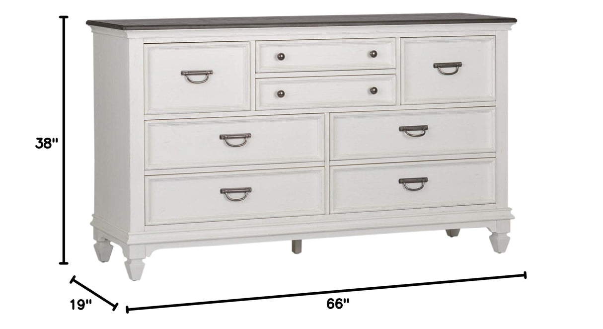 Liberty Furniture Industries Allyson Park 8 Drawer Dresser, W66 x D19 x H38, White