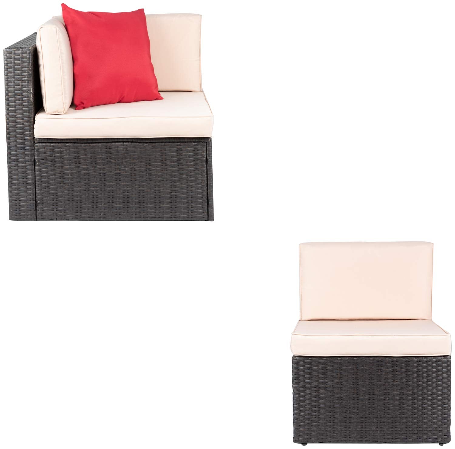Outdoor Patio Furniture Set All Weather PE Rattan Wicker Loveseat Sectional Sofa with Cushions for Lawn Poolside Backyard Garden