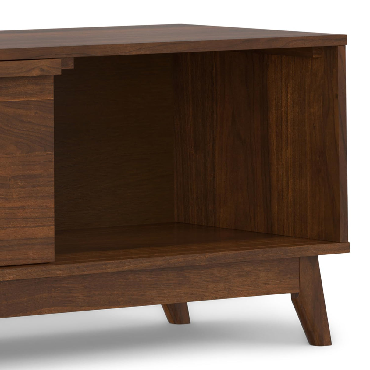 SIMPLIHOME Lennon 72 inch Wide Mid Century Modern TV Media Stand in Walnut Veneer for the Living Room and Entertainment Center