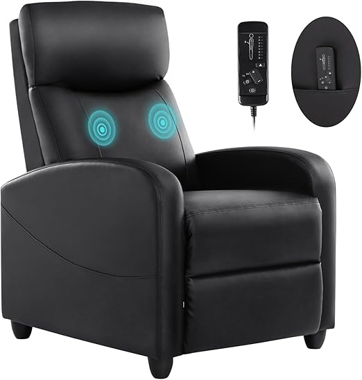 Recliner Chair for Adults, Massage Fabric Small Recliner Home Theater Seating