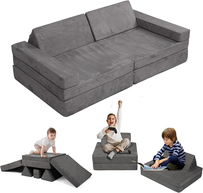 8 pcs Modular Kids Play Couch,Toddler Couch Sofa for Bedroom and Playroom Furniture