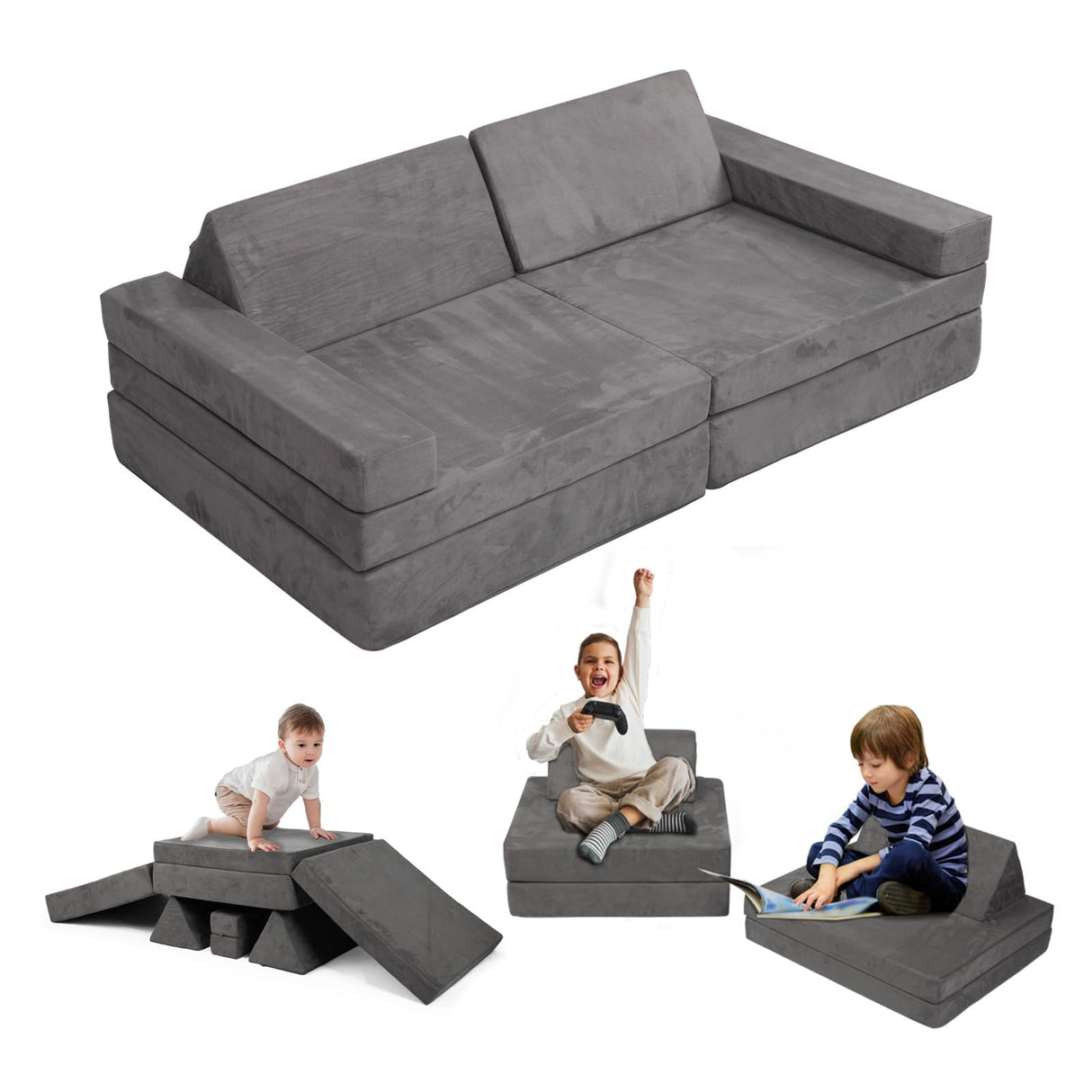 8 pcs Modular Kids Play Couch,Toddler Couch Sofa for Bedroom and Playroom Furniture