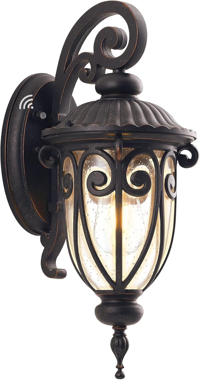 Outdoor Wall Light with Dusk to Dawn Sensor, 18 Inch Exterior Wall Lantern Fixture for House