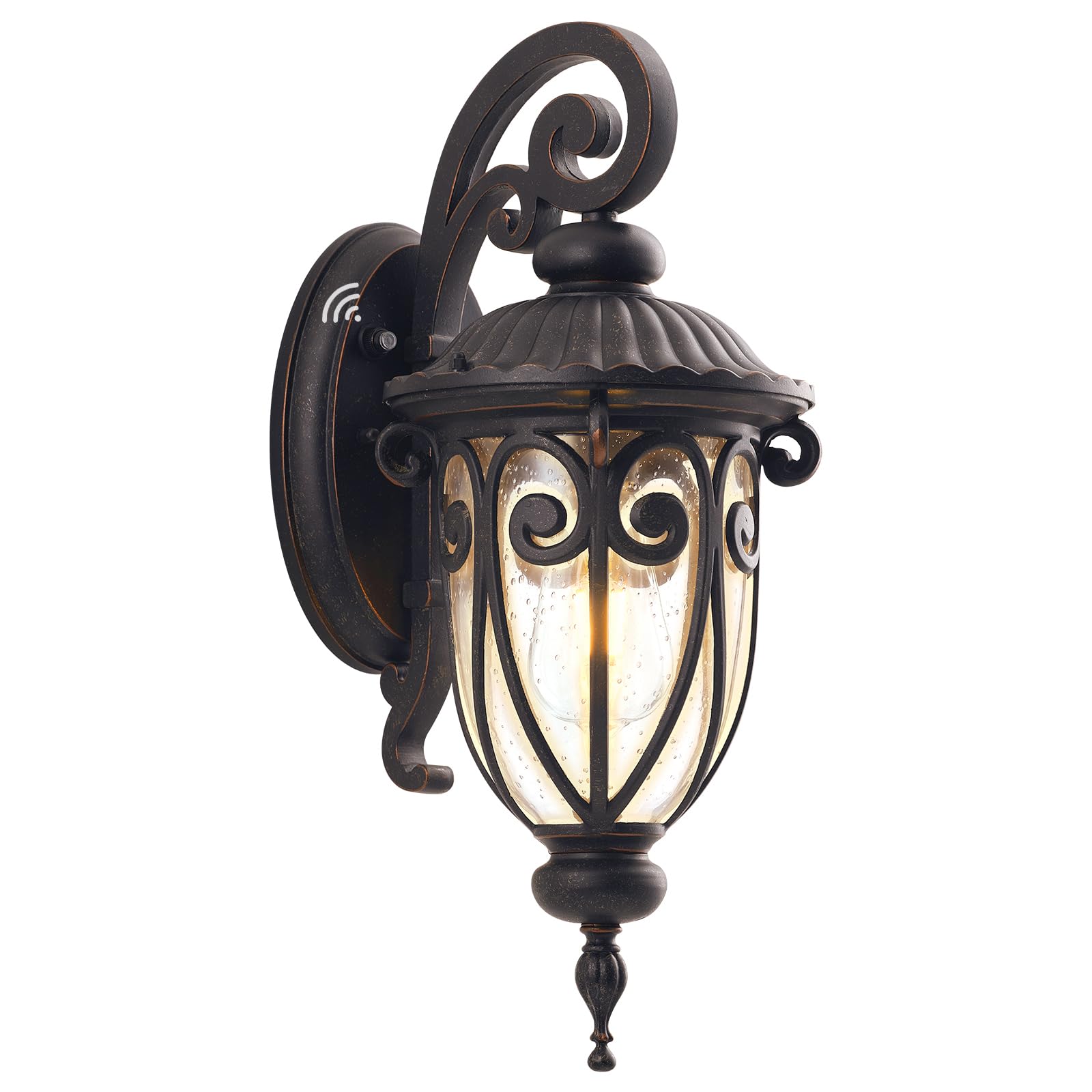 Outdoor Wall Light with Dusk to Dawn Sensor, 18 Inch Exterior Wall Lantern Fixture for House